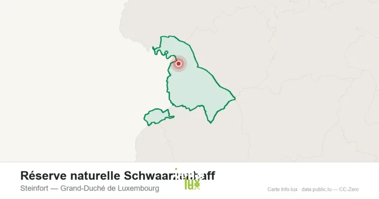 Carte de localisation de Réserve naturelle Schwaarzenhaff à Steinfort (Grand-Duché de Luxembourg)