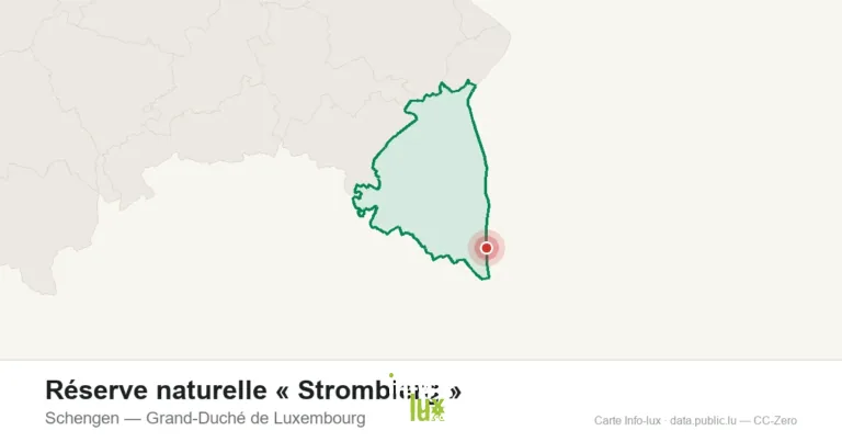 Carte de localisation de Réserve naturelle « Strombierg » à Schengen (Grand-Duché de Luxembourg)