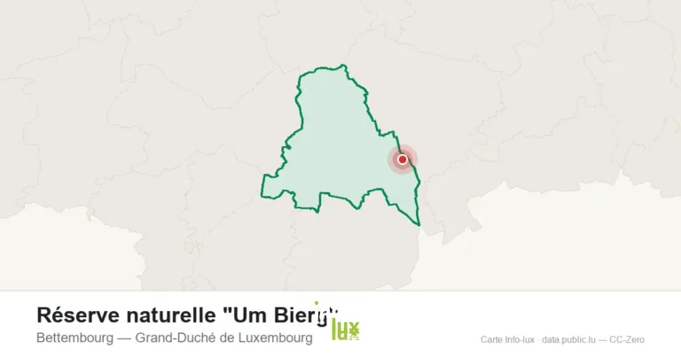 Carte de localisation de Réserve naturelle "Um Bierg" à Bettembourg (Grand-Duché de Luxembourg)