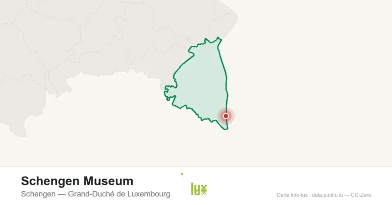 Carte de localisation de Schengen Museum à Schengen (Grand-Duché de Luxembourg)