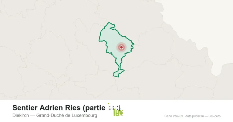 Carte de localisation de Sentier Adrien Ries (partie est) à Diekirch (Grand-Duché de Luxembourg)