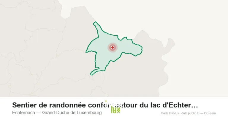 Carte de localisation de Sentier de randonnée confort autour du lac d'Echternach à Echternach (Grand-Duché de Luxembourg)