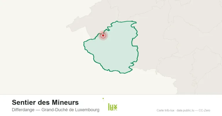 Carte du point de départ de Sentier des Mineurs à Differdange (Grand-Duché de Luxembourg)