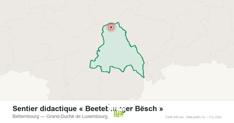 Carte de localisation de Sentier didactique « Beetebuerger Bësch » à Bettembourg (Grand-Duché de Luxembourg)