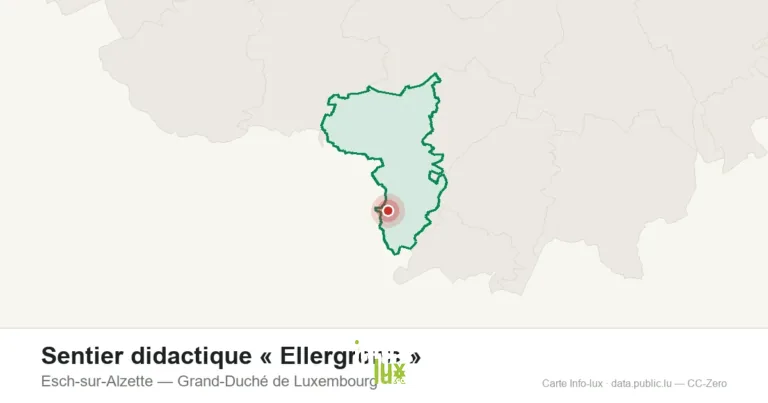 Carte de localisation de Sentier didactique « Ellergronn » à Esch-sur-Alzette (Grand-Duché de Luxembourg)