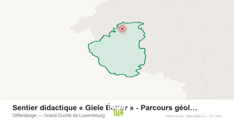 Carte de localisation de Sentier didactique « Giele Botter » - Parcours géologique à Differdange (Grand-Duché de Luxembourg)