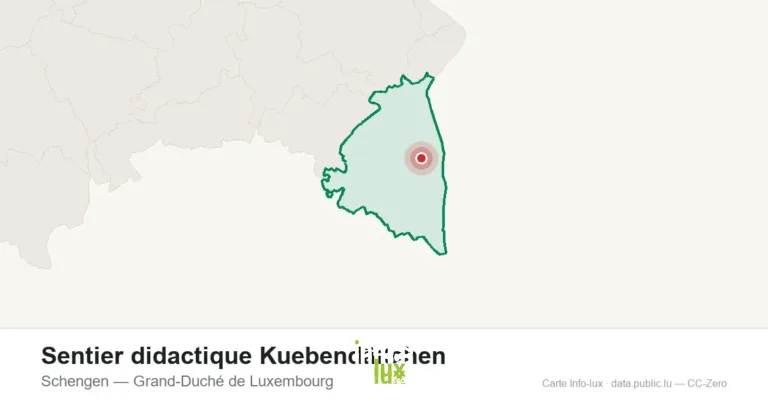Carte de localisation de Sentier didactique Kuebendällchen à Schengen (Grand-Duché de Luxembourg)