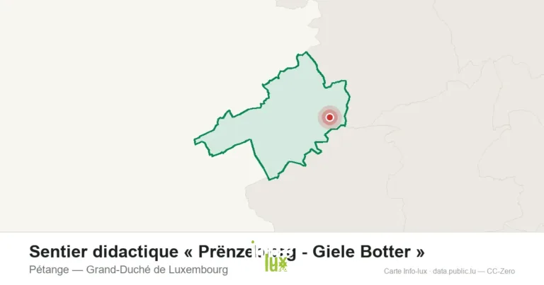 Carte de localisation de Sentier didactique « Prënzebierg - Giele Botter » à Pétange (Grand-Duché de Luxembourg)