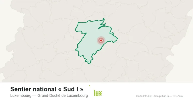 Carte de localisation de Sentier national « Sud I » à Luxembourg (Grand-Duché de Luxembourg)