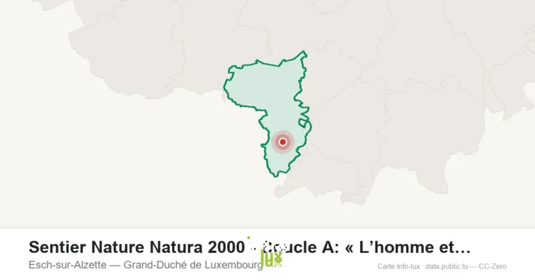 Carte de localisation de Sentier Nature Natura 2000 - Boucle A: « L’homme et la forêt » – 5 km à Esch-sur-Alzette (Grand-Duché de Luxembourg)