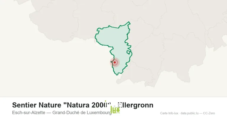 Carte de localisation de Sentier Nature "Natura 2000" - Ellergronn à Esch-sur-Alzette (Grand-Duché de Luxembourg)