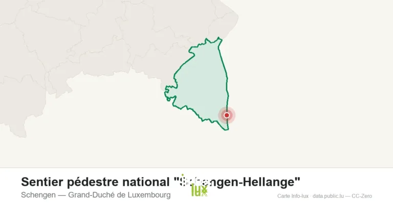 Carte de localisation de Sentier pédestre national "Schengen-Hellange" à Schengen (Grand-Duché de Luxembourg)