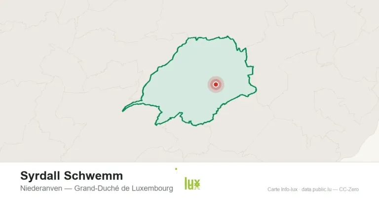Carte de localisation de Syrdall Schwemm à Niederanven (Grand-Duché de Luxembourg)