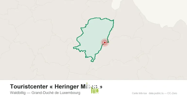 Carte de localisation de Touristcenter « Heringer Millen » à Waldbillig (Grand-Duché de Luxembourg)