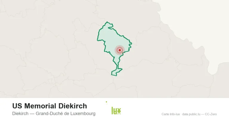 Carte de localisation de US Memorial Diekirch à Diekirch (Grand-Duché de Luxembourg)