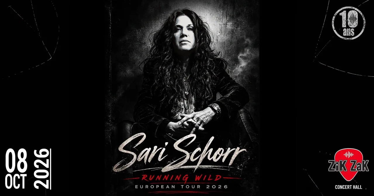 Portrait noir et blanc de la chanteuse americaine Sari Schorr pour la tournee Running Wild au Zik Zak d Ittre le 8 octobre 2026
