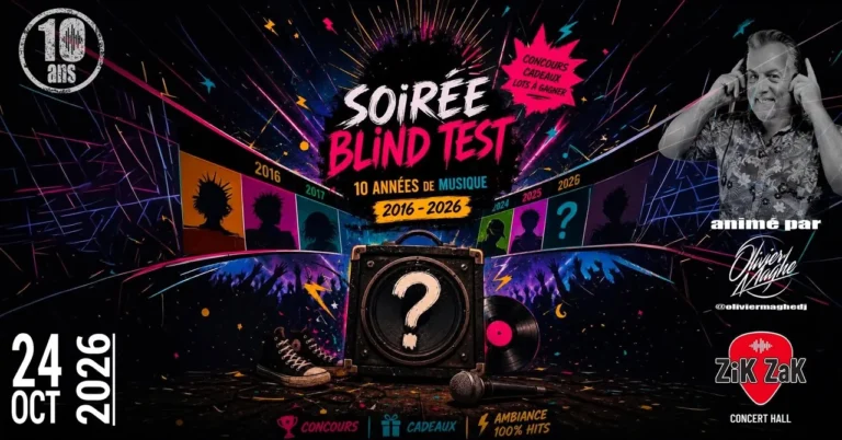 Ittre > Soirée > Blind test des « 10 ans du Zik Zak » animé par Olivier Maghe DJ