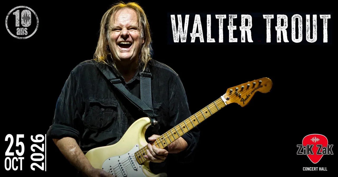 Walter Trout guitare Fender a la main pour son concert du 25 octobre 2026 au Zik Zak d Ittre