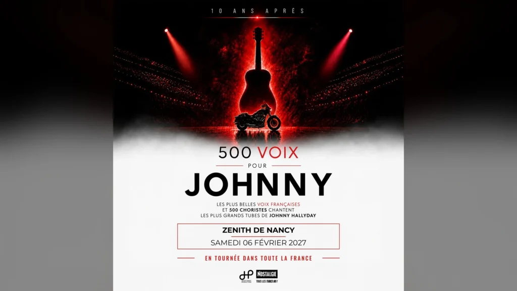 Visuel officiel de 500 Voix pour Johnny au Zénith de Nancy, samedi 6 février 2027