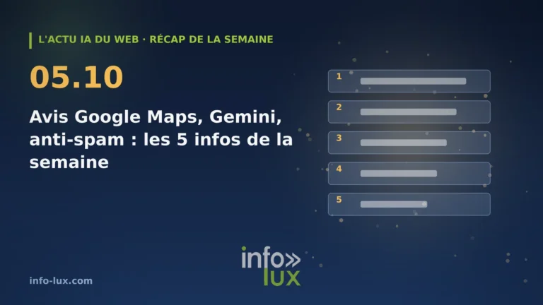 Bannière de l'actu IA du web du 05/10 : IA et web, la semaine du 28 septembre au 4 octobre 2026 : avis Google Maps réservés aux comptes connectés, liens Gemini