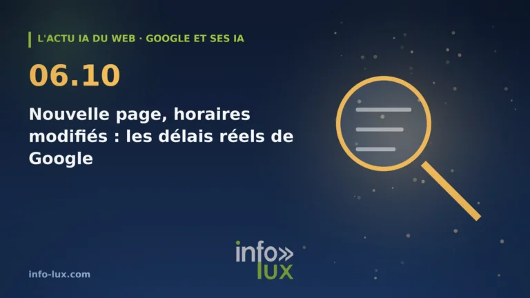 Bannière de l'actu IA du web du 06/10 : Combien de temps Google met-il à voir votre nouvelle page ? Les délais montrés par Google à Barcelone, et ce qu'ils chan