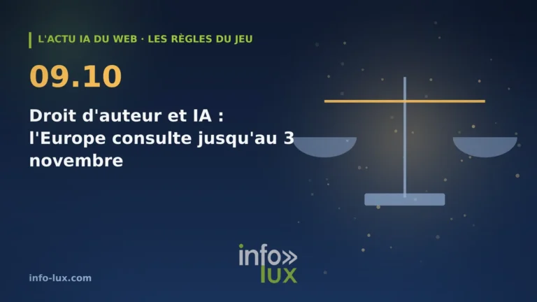 Bannière de l'actu IA du web du 09/10 : Droit d'auteur et IA : la Commission européenne consulte jusqu'au 3 novembre — ce qu'une entreprise de la région peut dé