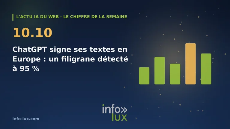 Bannière de l'actu IA du web du 10/10 : Le chiffre de la semaine : 95 %, le taux de détection du filigrane invisible qu'OpenAI ajoute aux textes de ChatGPT en E