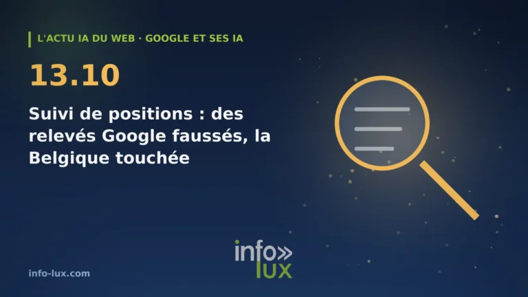Bannière de l'actu IA du web du 13/10 : Google renvoie des résultats faussés aux outils de suivi de positions : 13,2 % des relevés touchés en Belgique selon une