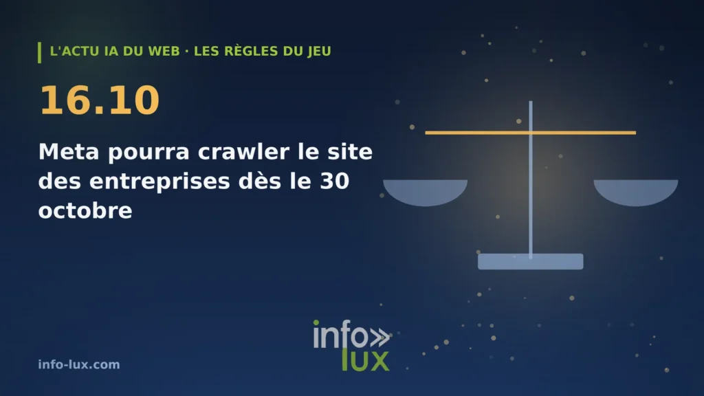Bannière de l'actu IA du web du 16/10 : Page Facebook ou pub Instagram : dès le 30 octobre, les conditions de Meta autorisent le crawl de votre site pour entraî