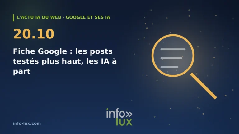 Bannière de l'actu IA du web du 20/10 : Google teste des posts plus visibles sur la fiche d'établissement : ce qu'un commerce de la région peut y publier, et po