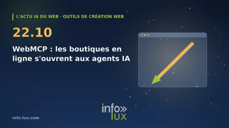 Bannière de l'actu IA du web du 22/10 : BigCommerce, Shopify, Hostinger : les boutiques en ligne s'ouvrent aux agents IA du navigateur avec WebMCP — ce qu'un co