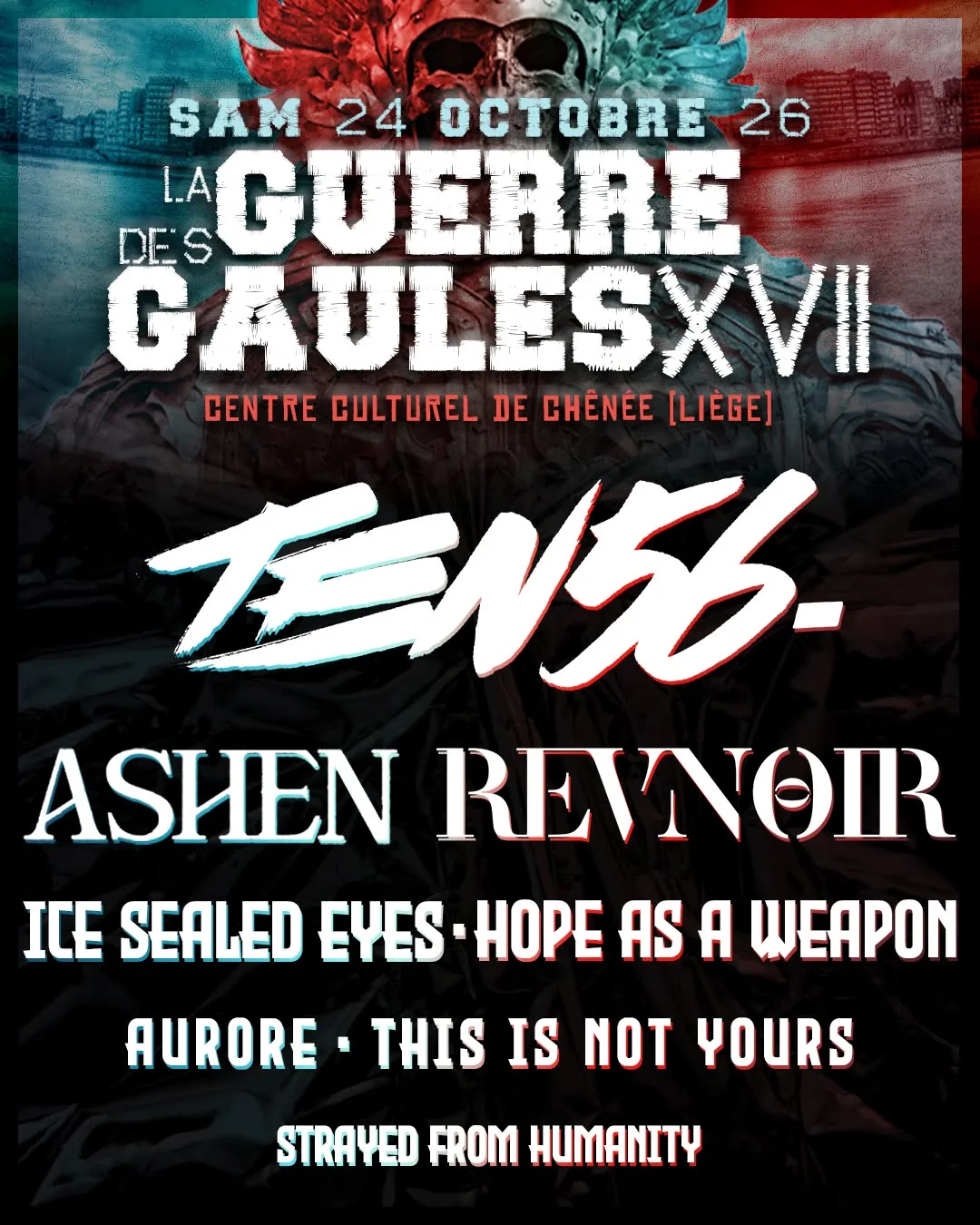 Affiche de La Guerre des Gaules XVII, samedi 24 octobre 2026 au Centre culturel de Chênée (Liège)