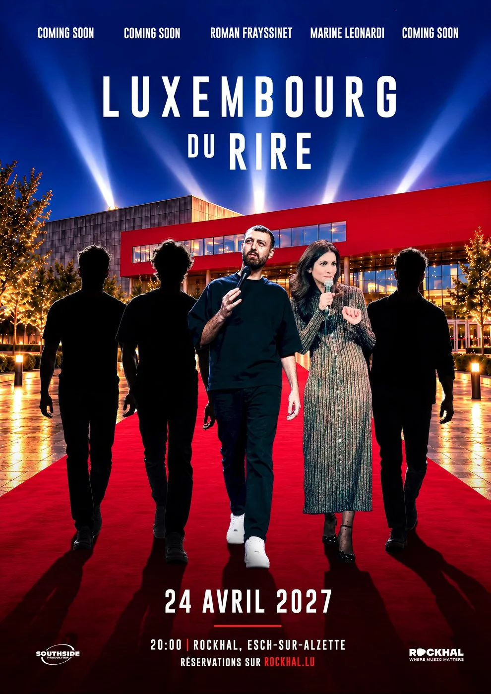 Affiche officielle du Luxembourg du Rire 2027, samedi 24 avril 2027 à la Rockhal d’Esch-sur-Alzette