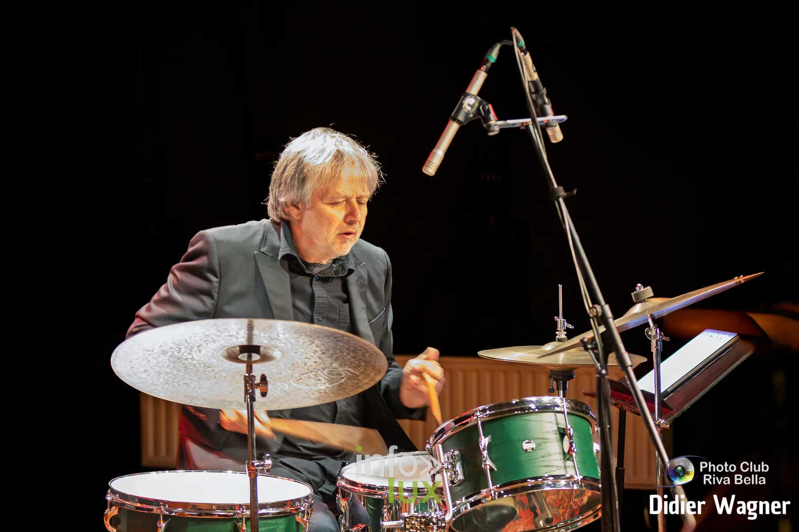 Alain Cupper Quintet, Académie de Musique de Braine-l’Alleud, 10 octobre 2026 : Jan De Haas à la batterie (photo Didier Wagner, Photo-Club Riva-Bella)