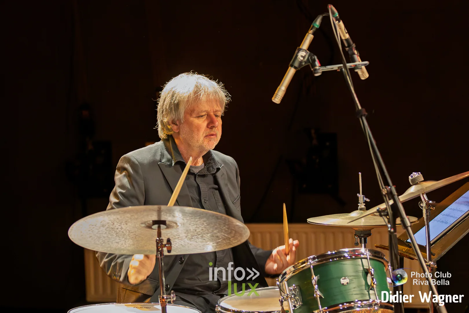 Alain Cupper Quintet, Académie de Musique de Braine-l’Alleud, 10 octobre 2026 : Jan De Haas à la batterie (photo Didier Wagner, Photo-Club Riva-Bella)
