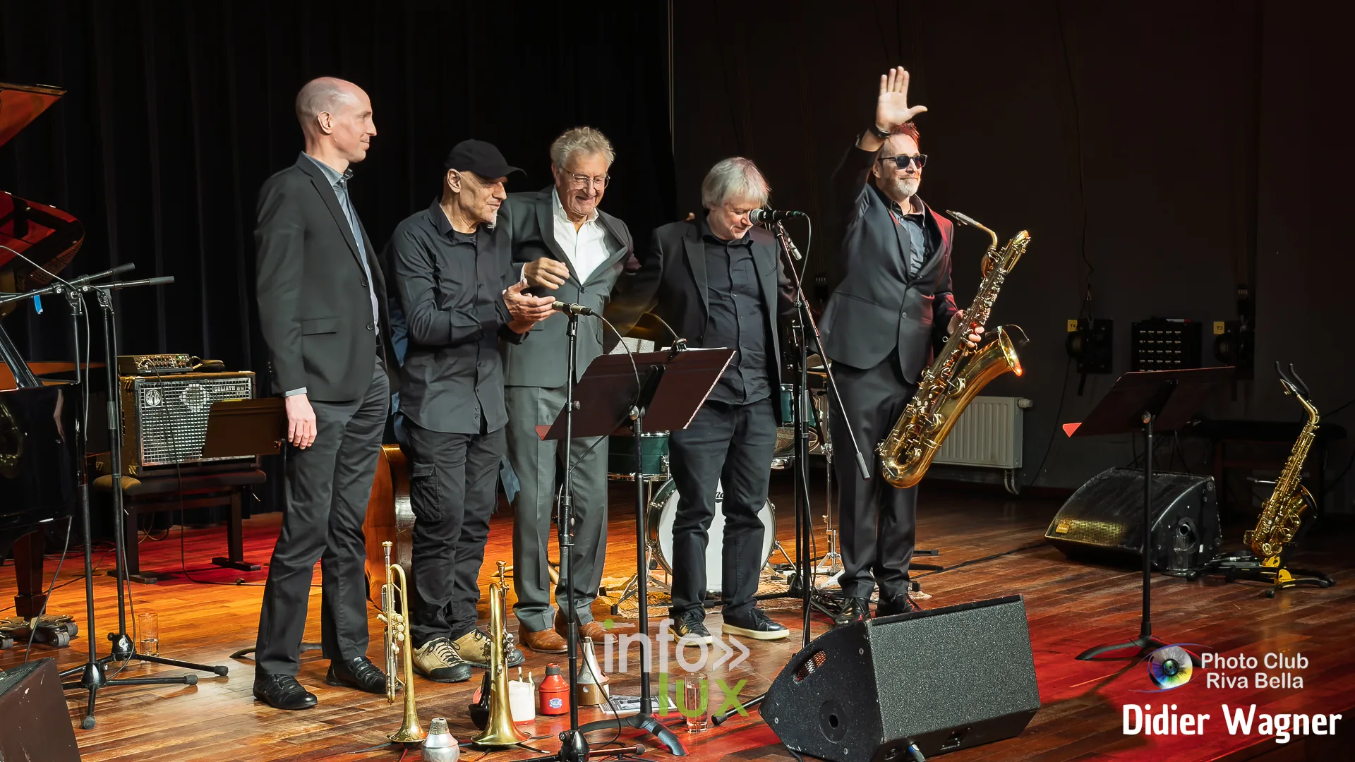Alain Cupper Quintet, Académie de Musique de Braine-l’Alleud, 10 octobre 2026 : l’Alain Cupper Quintet sur la scène de l’Académie de Musique (photo Didier Wagner, Photo-Club Riva-Bella)