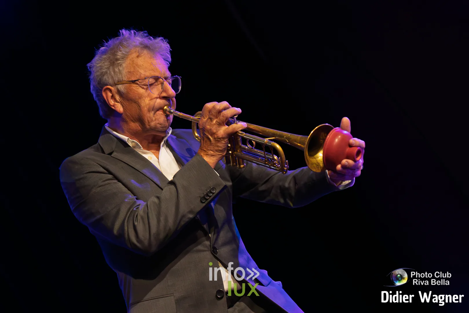 Alain Cupper Quintet, Académie de Musique de Braine-l’Alleud, 10 octobre 2026 : René De Smaele à la trompette (photo Didier Wagner, Photo-Club Riva-Bella)