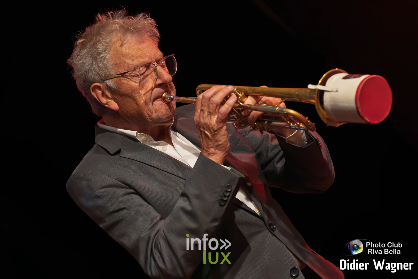 Alain Cupper Quintet, Académie de Musique de Braine-l’Alleud, 10 octobre 2026 : René De Smaele à la trompette (photo Didier Wagner, Photo-Club Riva-Bella)