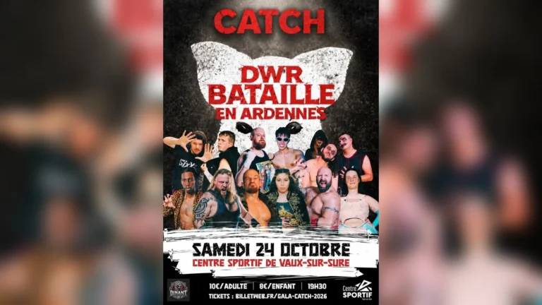 Affiche du gala de catch « Bataille en Ardennes » au Centre sportif de Vaux-sur-Sûre, le 24 octobre 2026