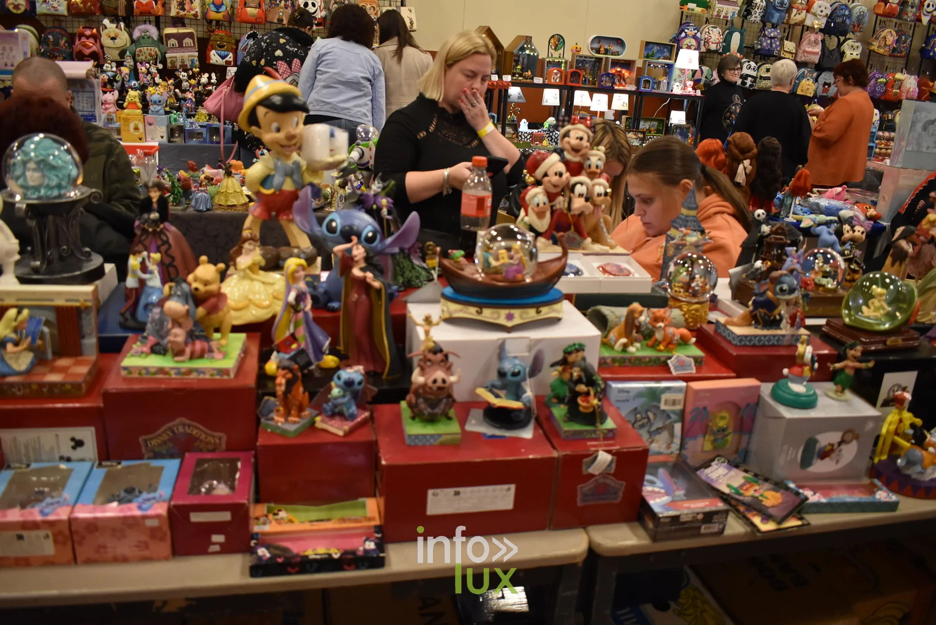 Meeting Disney et pop culture « Entre Ombres et Lumière » de Be Maf, Maison de Tous, Braine-l’Alleud, 31 octobre 2026 : des figurines sur un stand (photo info-lux.com)