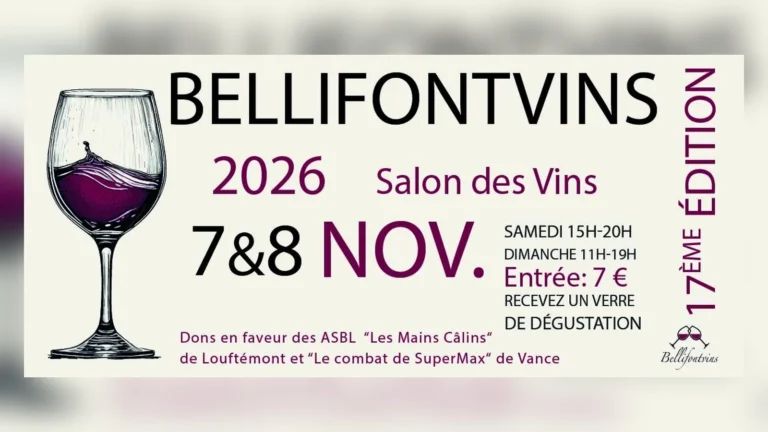 Affiche de Bellifontvins 2026, salon des vins de Bellefontaine, les 7 et 8 novembre