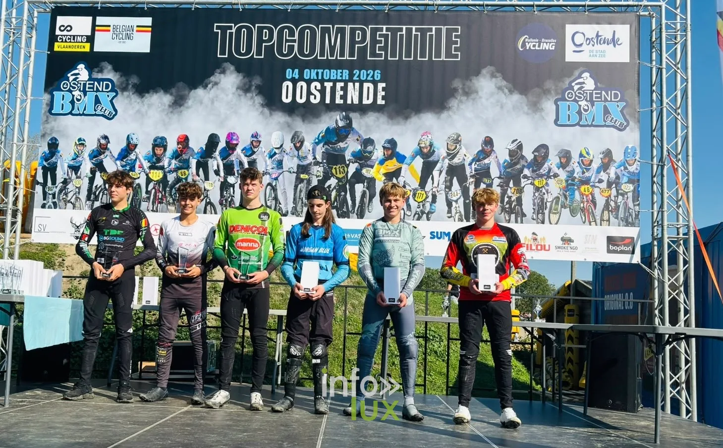 Six jeunes pilotes sur le podium de la Topcompetitie BMX d’Ostende du 4 octobre 2026