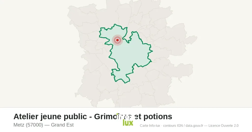Carte : Atelier jeune public - Grimoires et potions à Metz