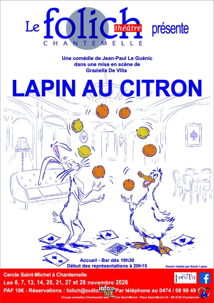 Chantemelle > Comédie : Lapin au Citron > Théâtre - affiche
