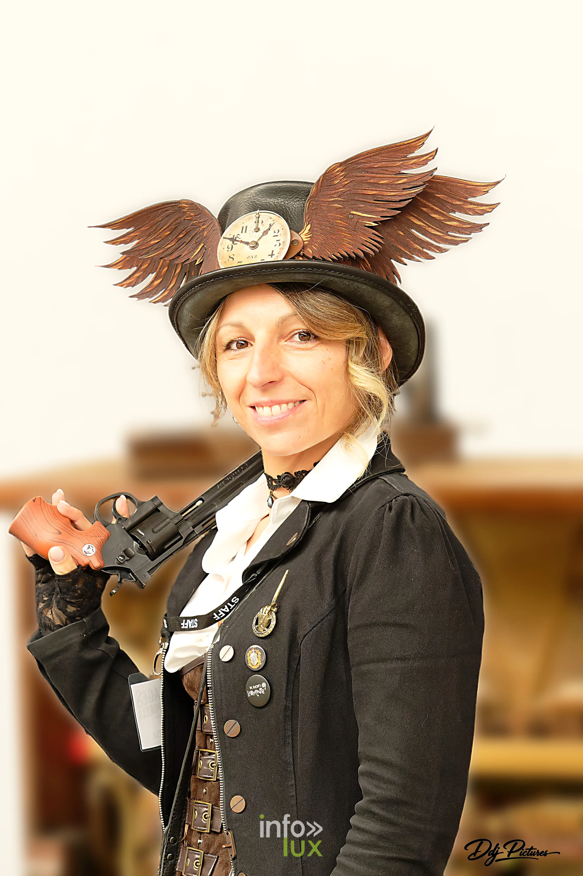 Portrait d’une personne costumée, convention steampunk Rouages intemporels à Toul, octobre 2026 (photo Éric Didierjean)