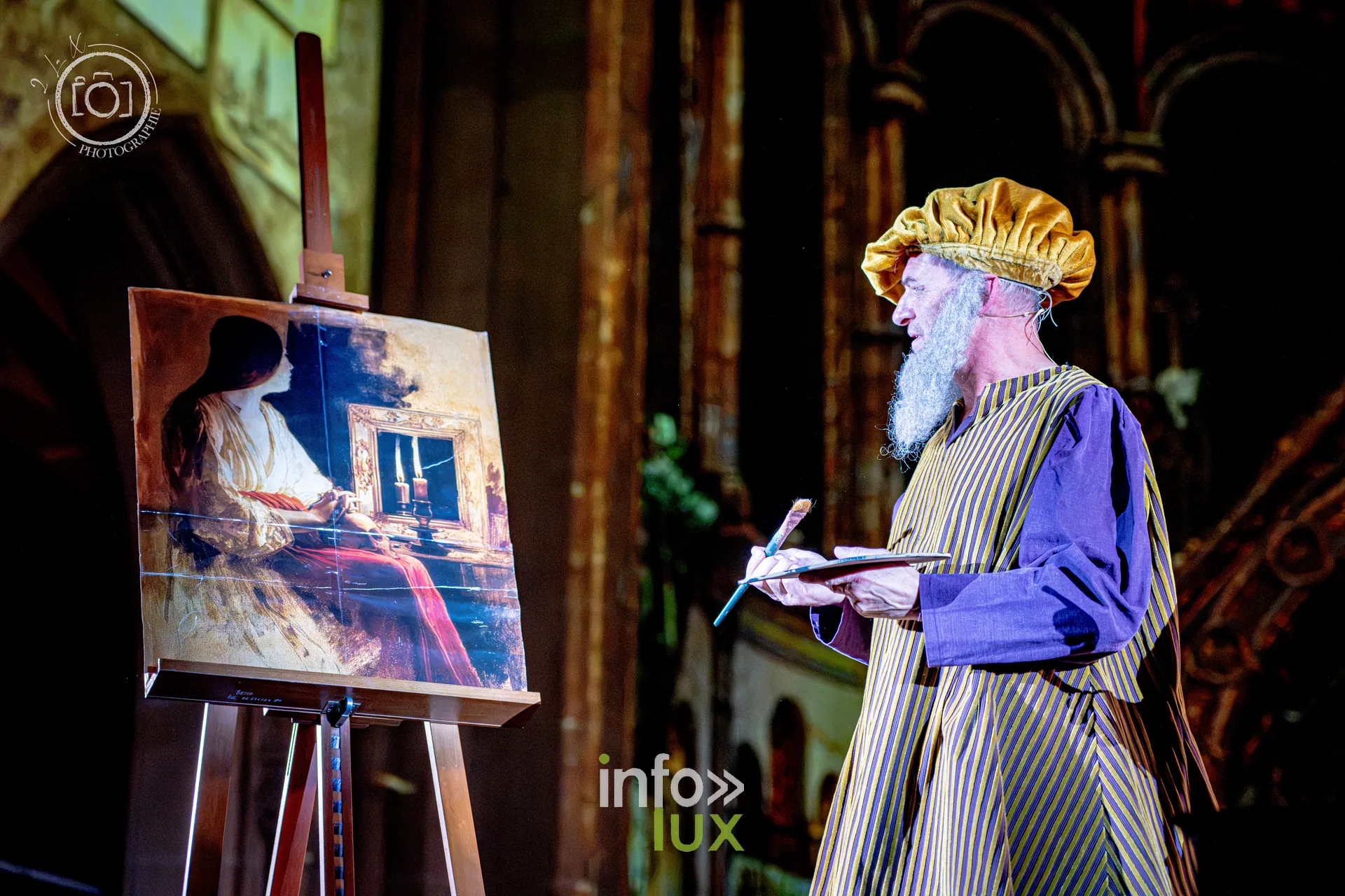 Le Crépuscule des Pierres, église Saint-Joseph de Montigny-lès-Metz, répétition générale du 8 octobre 2026 : Un peintre au chevalet, une scène du spectacle