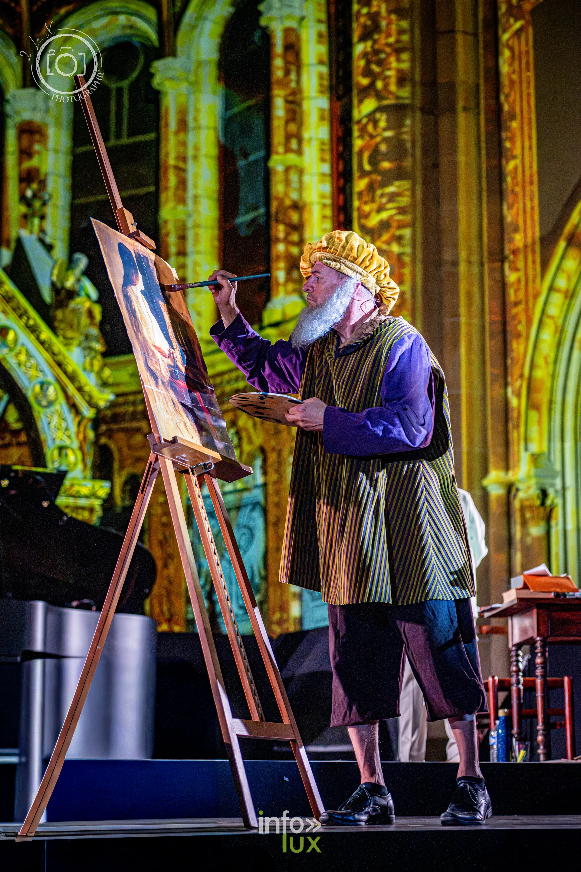 Le Crépuscule des Pierres, église Saint-Joseph de Montigny-lès-Metz, répétition générale du 8 octobre 2026 : Un peintre au chevalet, une scène du spectacle