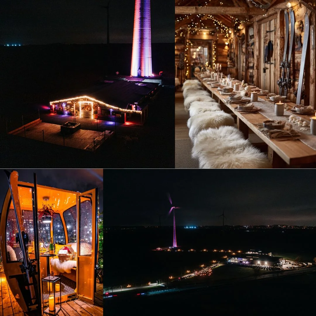 Le Domaine du Chant d’Éole de nuit, une télécabine aménagée et la grande tablée du chalet à Quévy