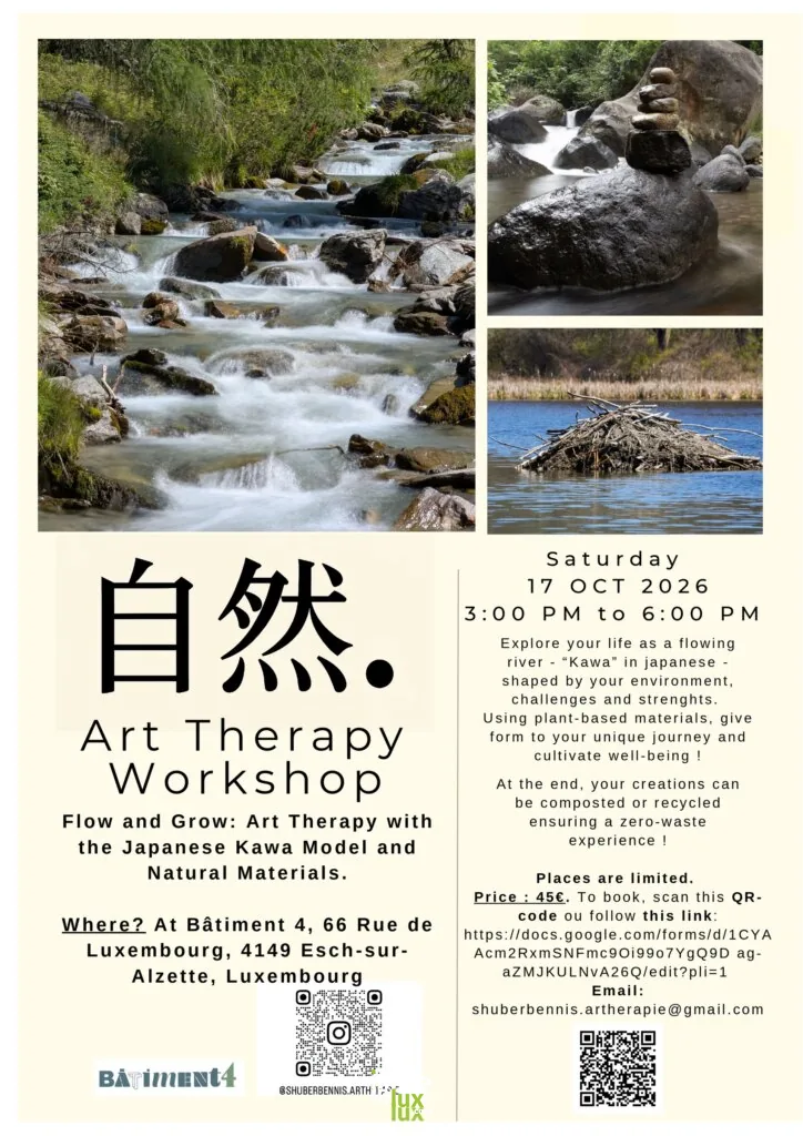 Esch-sur-Alzette > Atelier > Atelier d'art-thérapie inspiré du modèle Kawa japonais/Art Therapy workshop inspired by Japanese "Kawa Model." - affiche