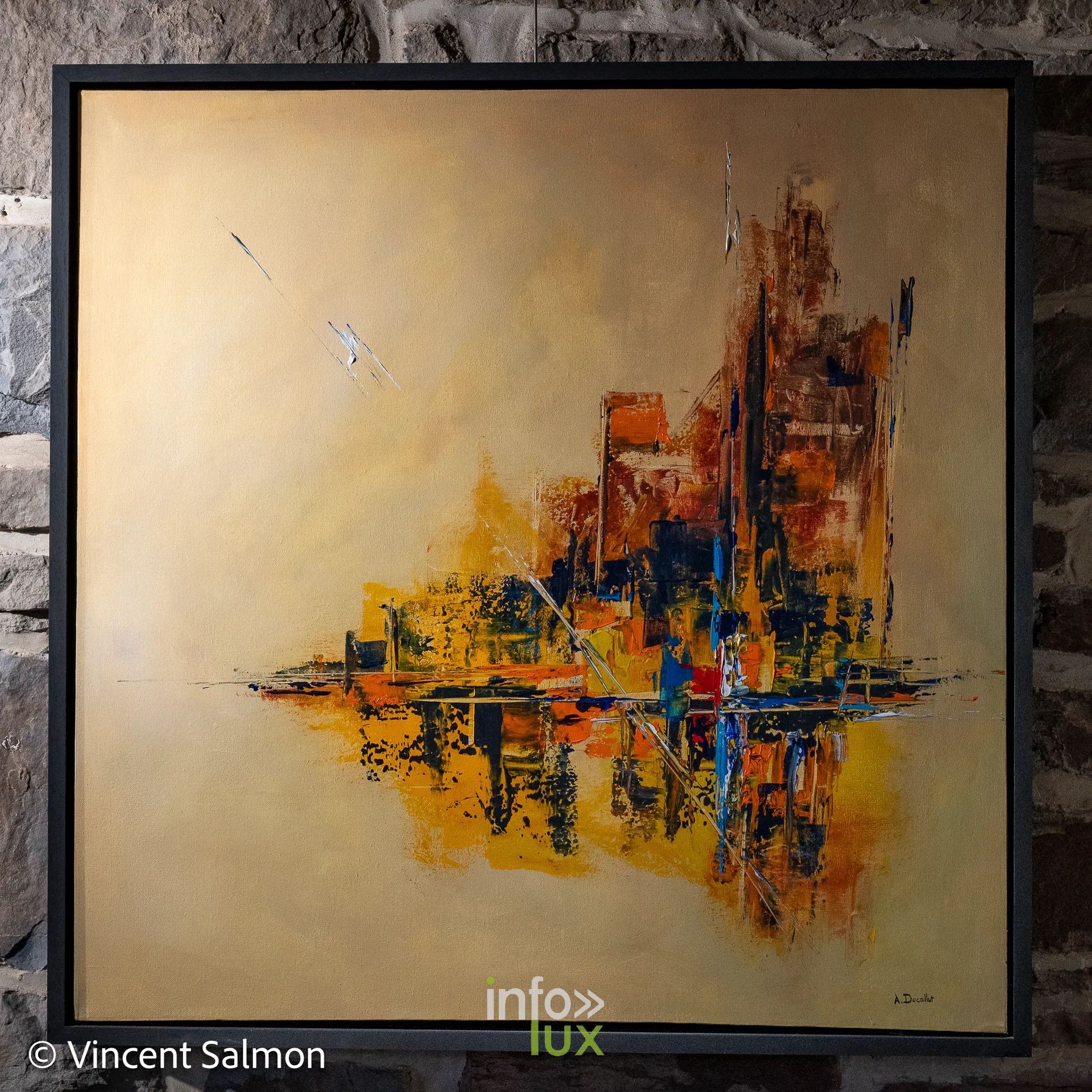 Œuvre d’Albert Decallut (peinture contemporaine et abstraite), exposition Évasions Artistiques, Galerie de la Tour, Château d’Oupeye